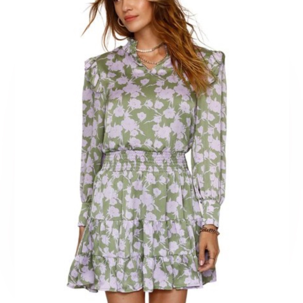 Heartloom Green and Purple Floral Long Sleeve Dress